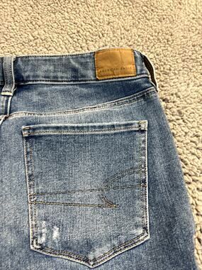 American Eagle Jeans Women's 6 Short Blue High-Rise Jegging Distressed (0845)